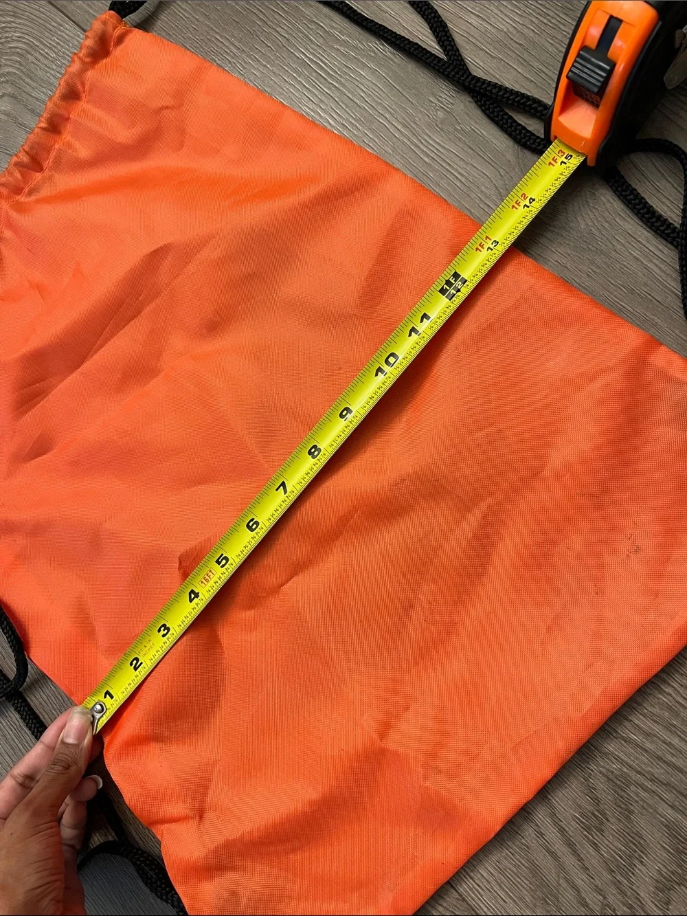 Neon Orange Halloween Pumpkin Drawstring Gym Sack with Black Cords